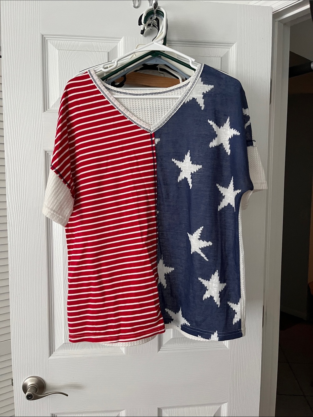 Red & Navy Star-Spangled Short Sleeve Top